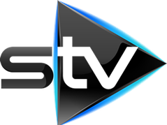 Blue faded background with black and white STV letters across a black triangle shape