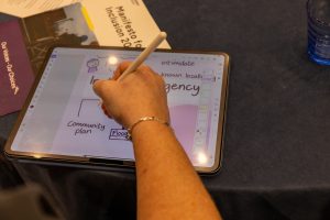 An image of an attendee creating a personal emergency plan on an ipad.