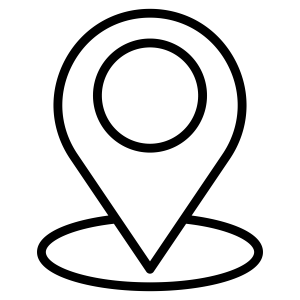Clipart of a map pin drawn in black and white